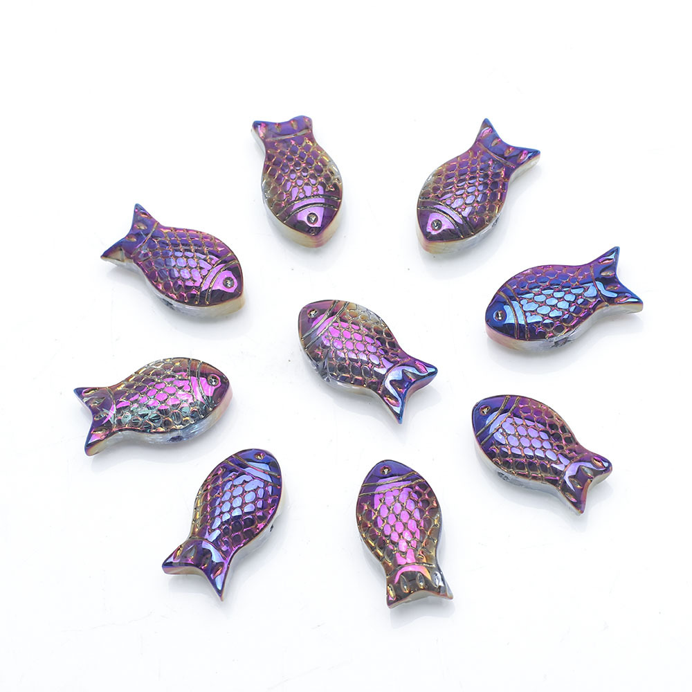 30g Weight Beads Jewelry Making Type DIY Jewelry Accessories Classification a Pack of 30 Quantity Crystal Material Fish Pattern Plating Design Cute Style A Pack Of 30 Crystal Fish DIY Jewelry Accessories Beads 4