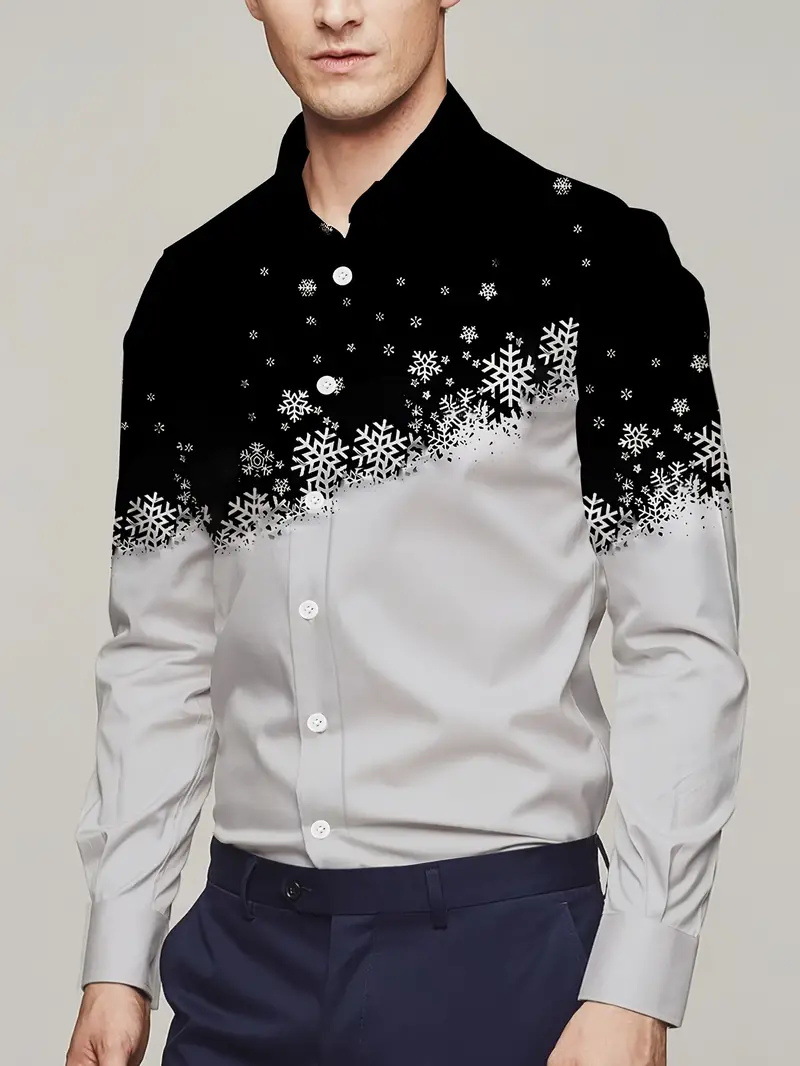 Camisa de un solo pecho de estilo casual para fiesta para hombres, venta directa de fábrica, blusa de manga larga colorida en contraste MB12