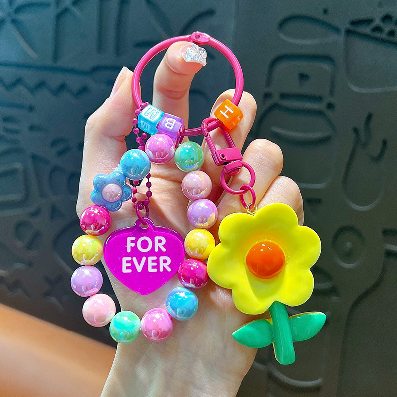 Flor de resina creativa colgante de llavero colgante colorido beaded pulsera mochila colgante decoración regalos pequeños regalos al por mayor