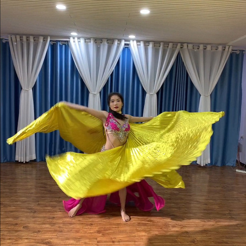 Dance Rhythm Adult Golden Translucent Eastern Dance Prop Costume Belly Dance Gold Wings Large Version