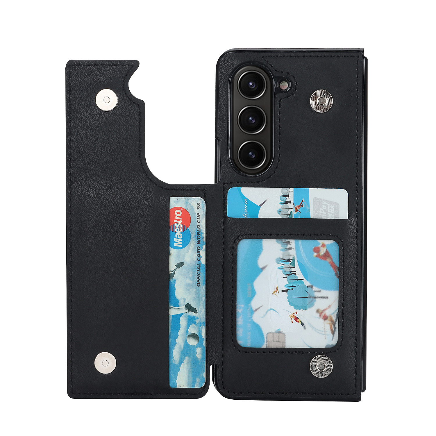 Funda de piel a rayas para samsung z fold5 tipo libro_voghion.com
