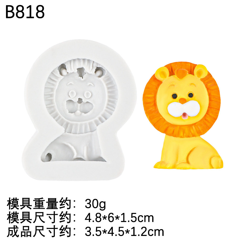 Cute Animal Theme Jirafa Fox Molde de silicona Diy Lion Chocolate Cake Adornos Molde de silicona