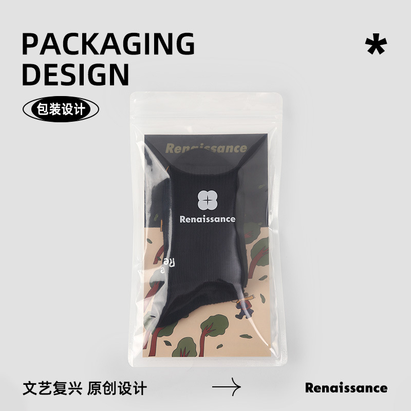 Renaissance秋冬新款中筒袜无骨双针堆堆袜刺绣少女风ins潮袜子女|undefined