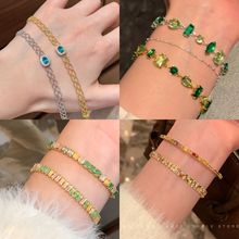 法式精致锆石方糖手链小清新简约时尚通勤手环轻奢高级感手饰批发