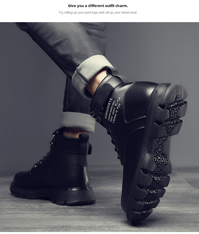 Martin Boots Herren Frühjahr 2024 Neue High-Top-Arbeitsstiefel im britischen Stil Schwarze Motorradstiefel aus Leder Frühling und Herbst Freizeitschuhe aus Leder_voghion.com
