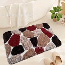 轻奢高级石头纹浴室地毯超细纤维浴缸吸水脚垫3D长毛植绒地垫