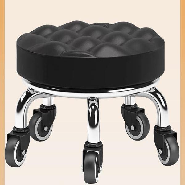 Swivel Small Stool for Home Use, Low Stool with Wheels, Children's Toddler Low Stool, Manicure and Sewing Stool, Small Bench, Round Stool