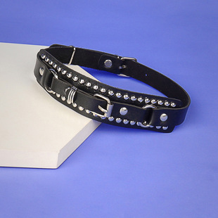 European and American cross-border punk style trend rivet leather leather collar personality Fashion Rock couple PU leather CHOKER