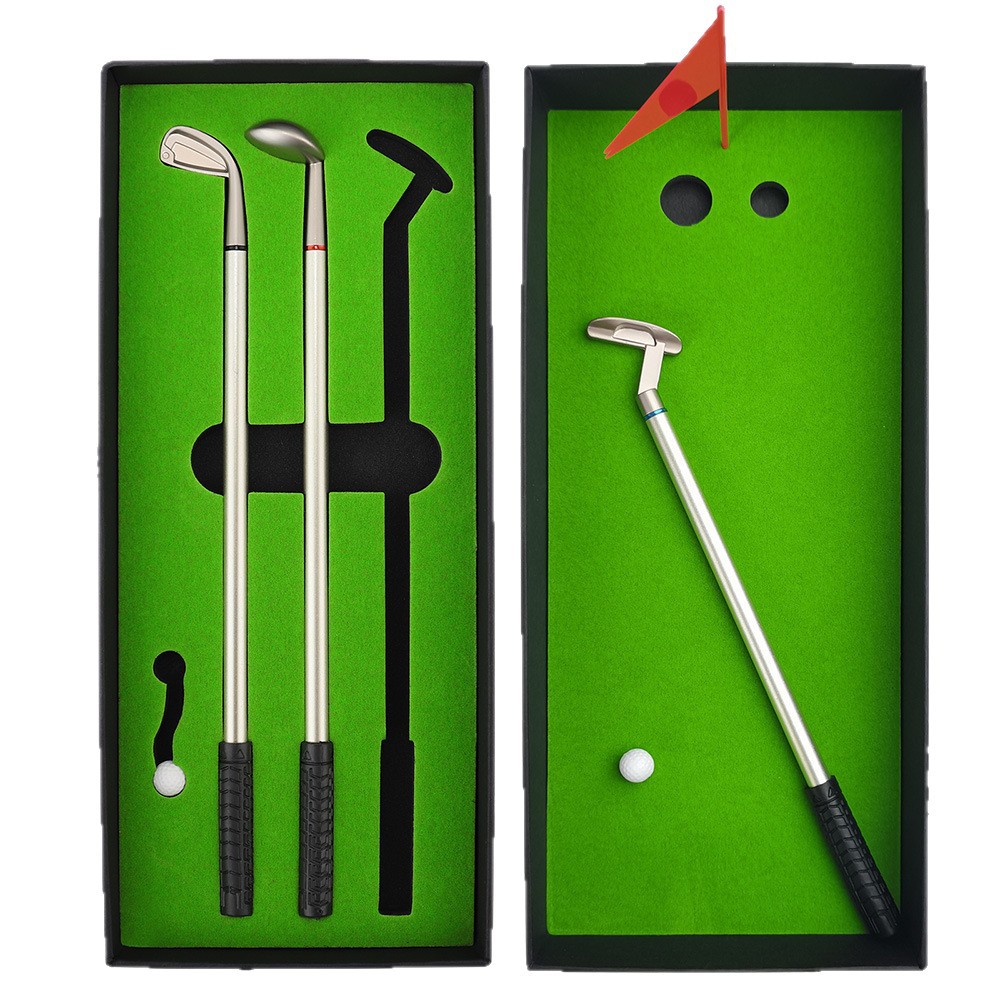 Cross-border en stock adolescentes Metal Bolígrafo Golf Club caja Pluma Mini Club Traje de golf