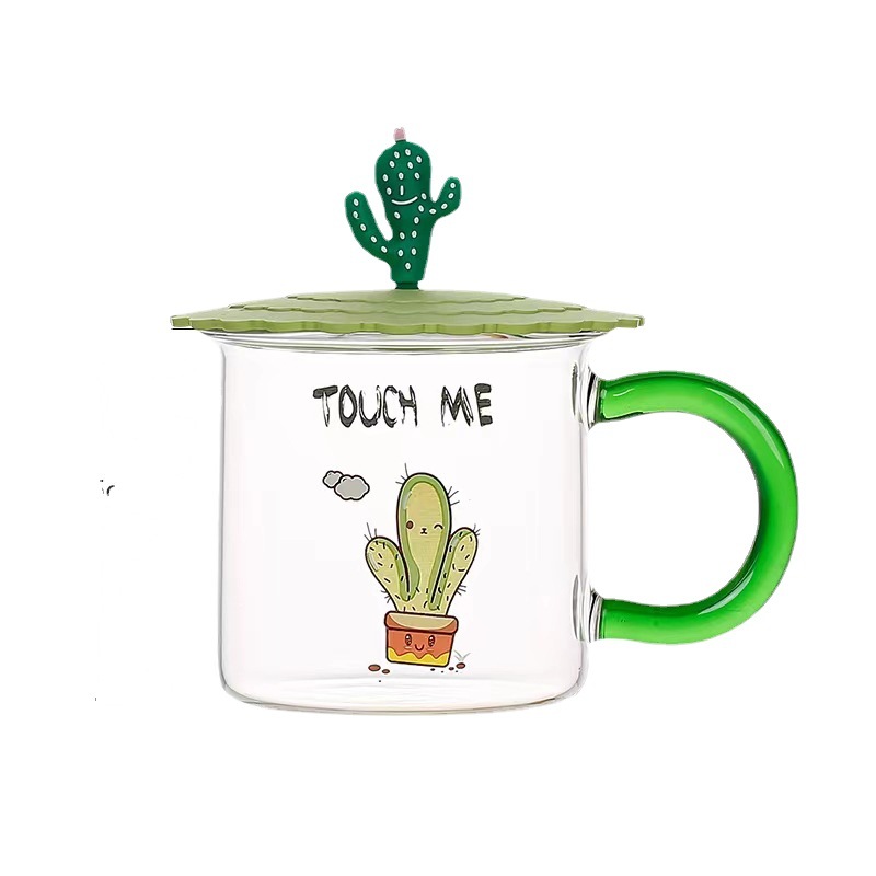 Cactus personalizado simple vidrio con tapa Oficina taza fresca 3D forma regalo taza