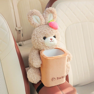 Car tissue box/set Can Two-In-One, Cute Bow-Tie Bear - bucket-brown-rabbit-strawberry-dual-use-model