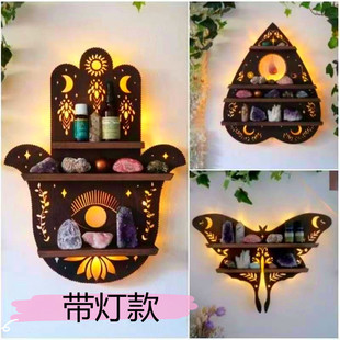Cross-border Luna Moth Lamp Crystal Shelf wooden moon god Moth Lamp Crystal rack living room rack