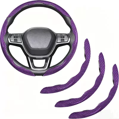 protector, butterfly wing cover: Steering wheel cover - carbon-fiber-glossy-purple-3-piece-set-38cm-round