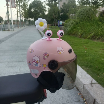 years old electric car motorcycle four | Motosiklet kaskı (dəbilqə) - black-long-light-pink-no-15-pink-eyes-white-flowers-1-5-years-old-ear-protection-jz