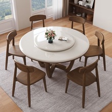 高端进口天然大理石餐桌纯白冰玉圆餐桌豪华圆桌中式家用饭桌新款