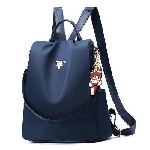 Women's 2024 New Trendy Korean Style Canvas Backpack Oxford Cloth Large Capacity Student School Bag Black Backpack