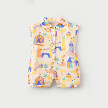 婴儿衣服夏季薄款男宝宝连体衣满月百天洋气时髦无袖哈衣爬服夏装
