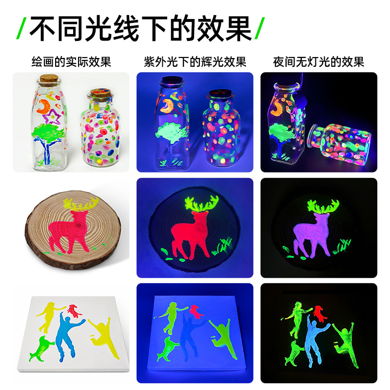 Lápiz luminoso de color, resaltador brillante de 8 colores, bolígrafo de tela, ambiente de fiesta, bolígrafo de graffiti luminoso de bricolaje, marcador luminoso