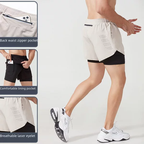 Sports Shorts Men's Summer Double Lined Basketball Training Fitness Pants Loose Breathable Running Quick-drying Shorts for Women