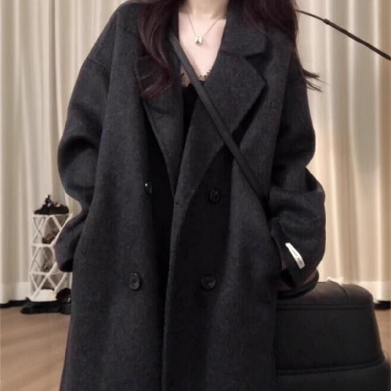 Hepburn Style Double-Sided Cashmere Woolen Outwear for Women 2025 Autumn and Winter New Style Small Woolen Outwear Versatile