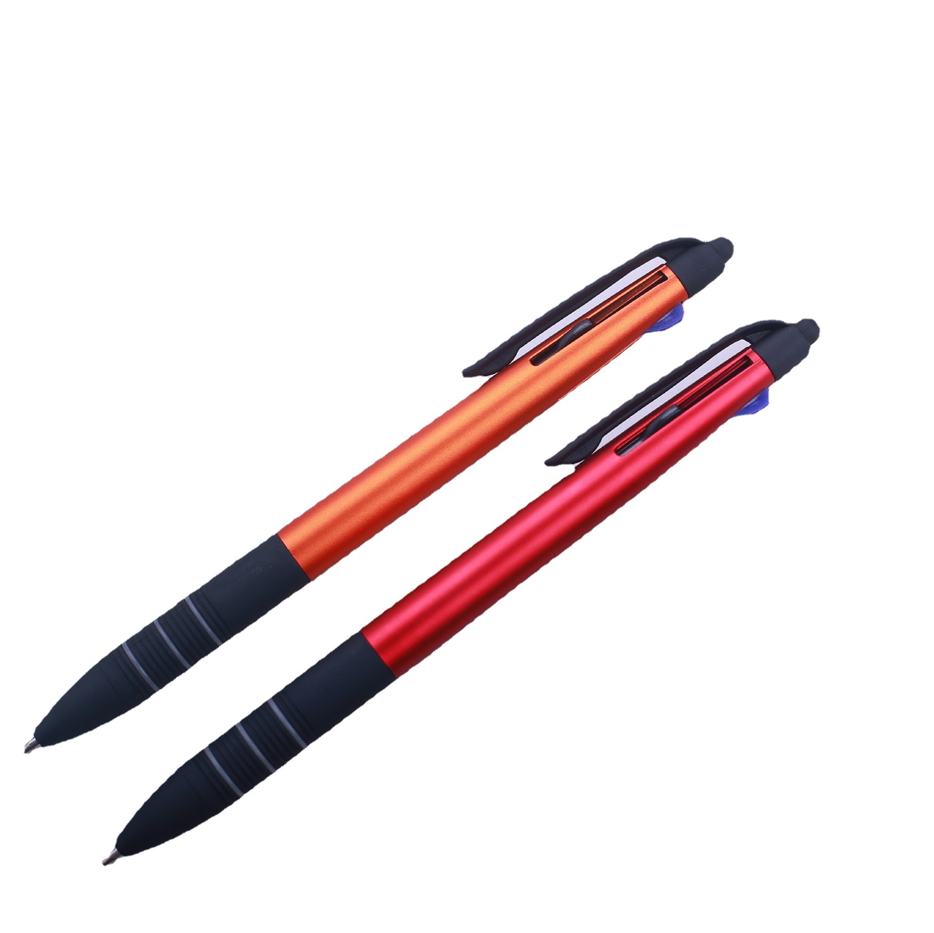 Presione bolígrafo de pantalla táctil de tres colores negro rojo azul bolígrafo táctil aceitoso de 3 colores suministros de oficina pluma de regalo al por mayor