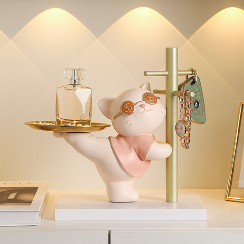 Lucky cat resin crafts storage gift home furnishings factory direct sales entrance children's room key holder