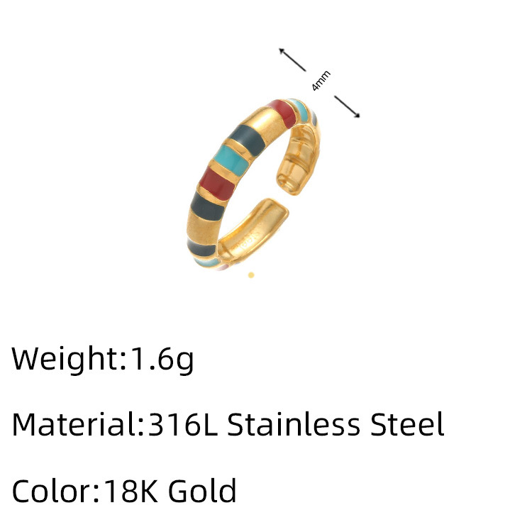 1g Weight 18K Gold Plated Plating Material Open Rings Classification Adjustable Ring Size 1 Piece Quantity Casual, Daily Occasion 316L Stainless Steel Material Geometric Pattern Women's Gender French Style Style Waterproof Non Tarnish, Surgical Steel, Enamel, Plating Craft Gold, Silver Color 1 Piece Geometric 18K Gold Plated 316L Stainless Steel  Gold Silver French Style Open Rings For Women's 5