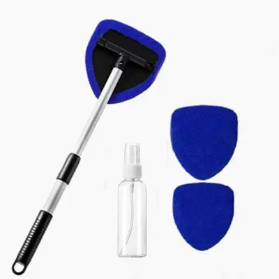 Windshield Cleaning and Defogging Brushes, Car cleaning tools - 1-set-pentagonal-telescopic-pole-3-cloth-covers-spray-bottle