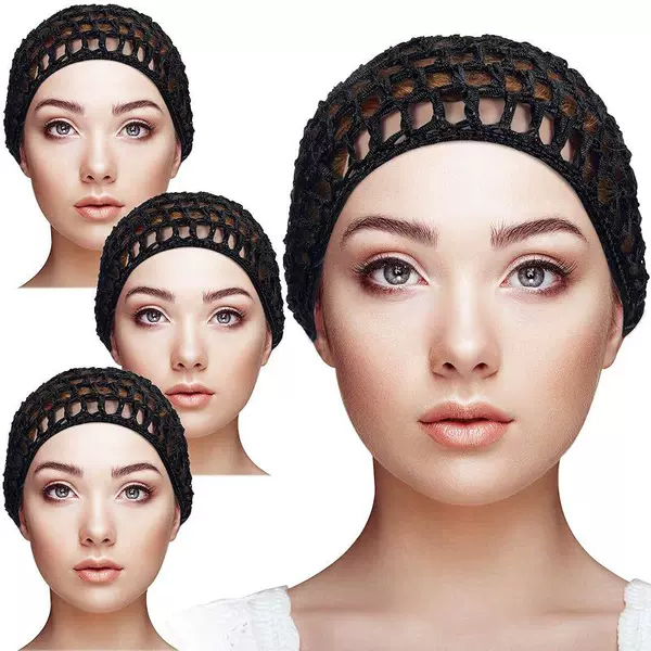 Mesh Crochet Hair Net Rayon Knitted Turban Hat Thick Short Women's Hair Net Turban Nightcap