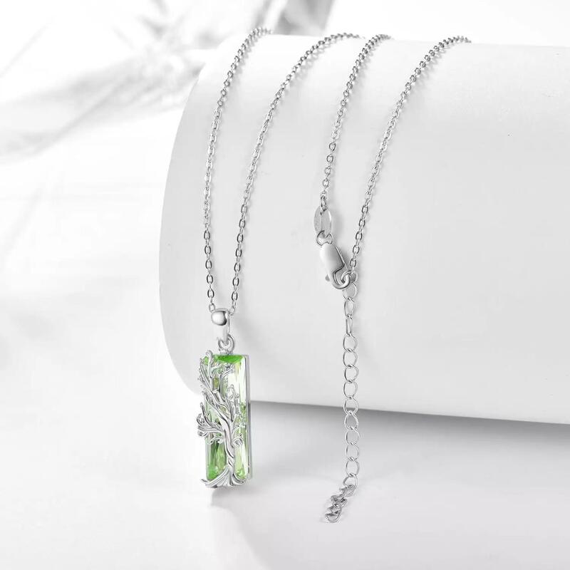 Amazon Cross-Border Accessible Luxury Christmas Colorful Life Tree Rectangular Pendant Necklace Jewelry Factory Direct Sale Amazon Cross-Border Accessible Luxury Christmas Colorful Life Tree Rectangular Pendant Necklace Jewelry Factory Direct Sale