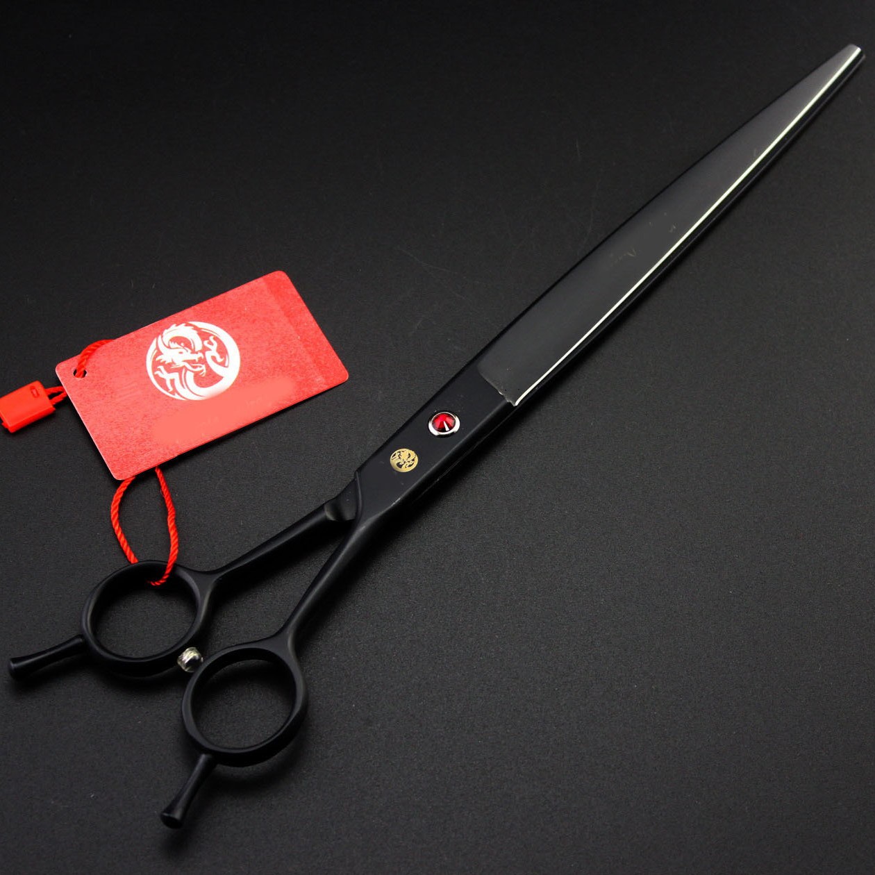 紫龙 9.0寸黑色 高档双尾  宠物剪 平剪 宠物美容剪 直剪