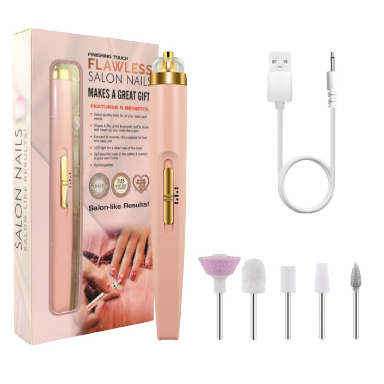 Máquina pulidora de uñas impecable de cinco en uno con luz pequeña amoladora de uñas eléctrica para el hogar portátil especial