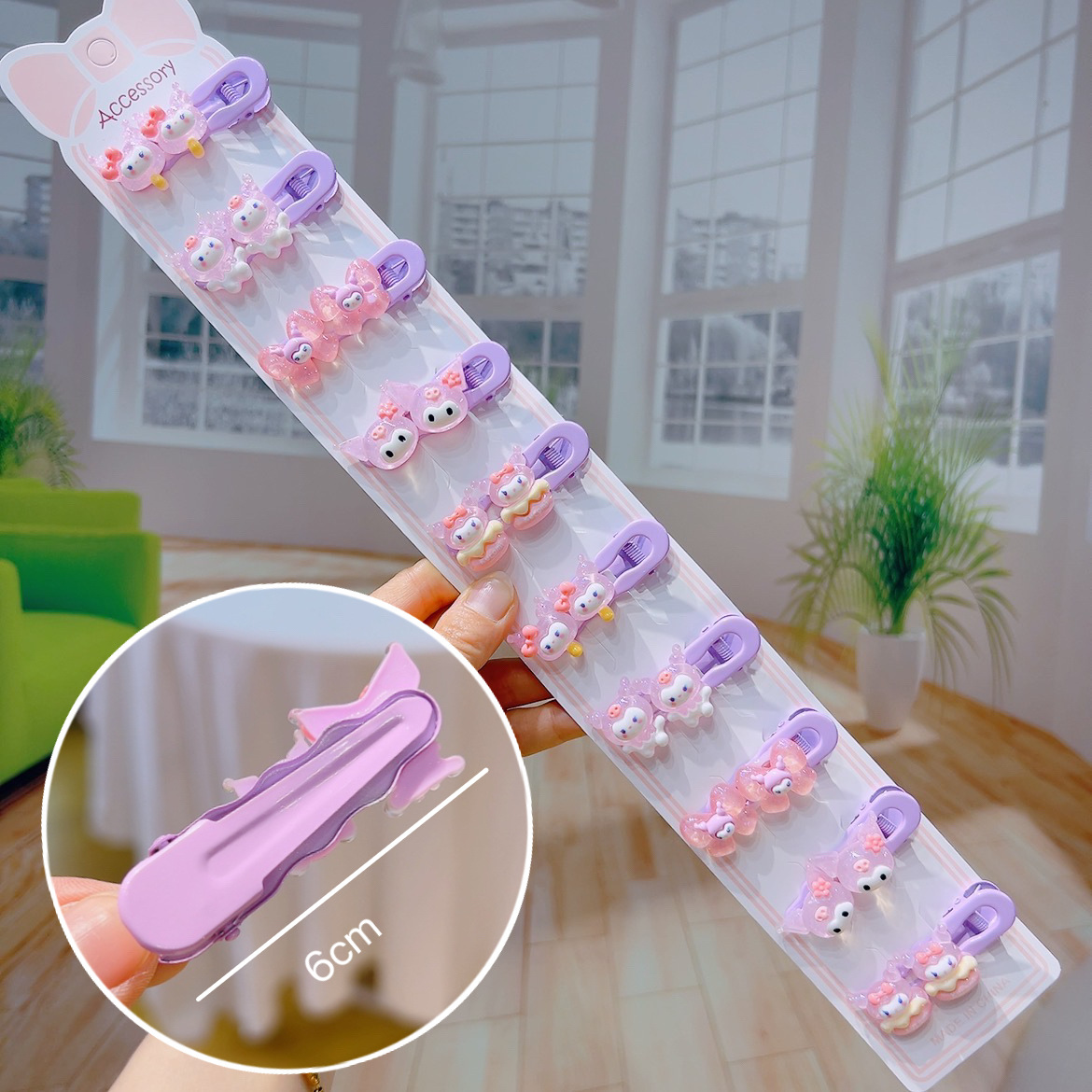 34# light pink resin bow Kuromi hollow hairpin hairpin 10 pieces minimum, card included (occasionally there will be individual patterns that are mismatched)