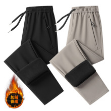 新款秋冬加绒保暖休闲裤男士潮流时尚直筒运动裤男生大码宽松长裤