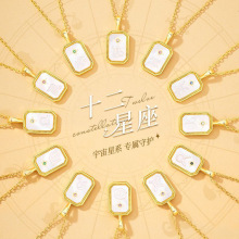 十二星座S925银项链女生轻奢欧美浮雕星座吊坠锁骨链情侣节日礼物