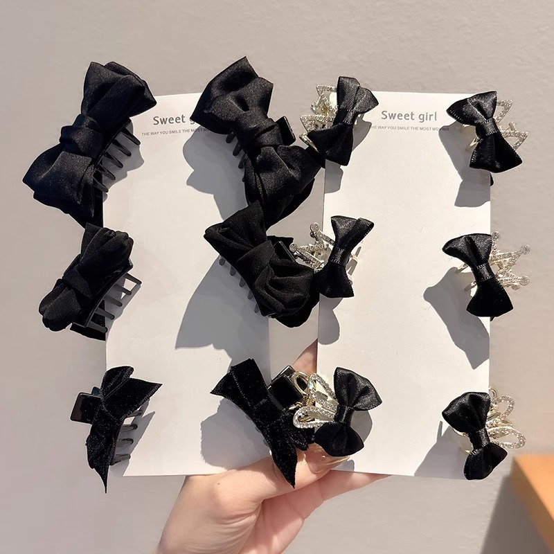 Clip de cabello de arco negro pequeña princesa cabeza agarrando clip de cabello de alta calidad para mujeres frises cortas clip de cabello lateral pinza de cabello