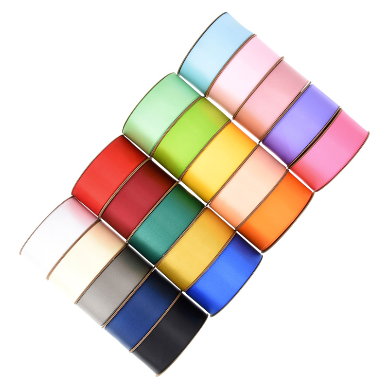 Transfronterizo 3.8 doble cara mate cifrado poliéster cinta de regalo embalaje de flores cinta de seda vestido de boda decoración cinta forjada 25m