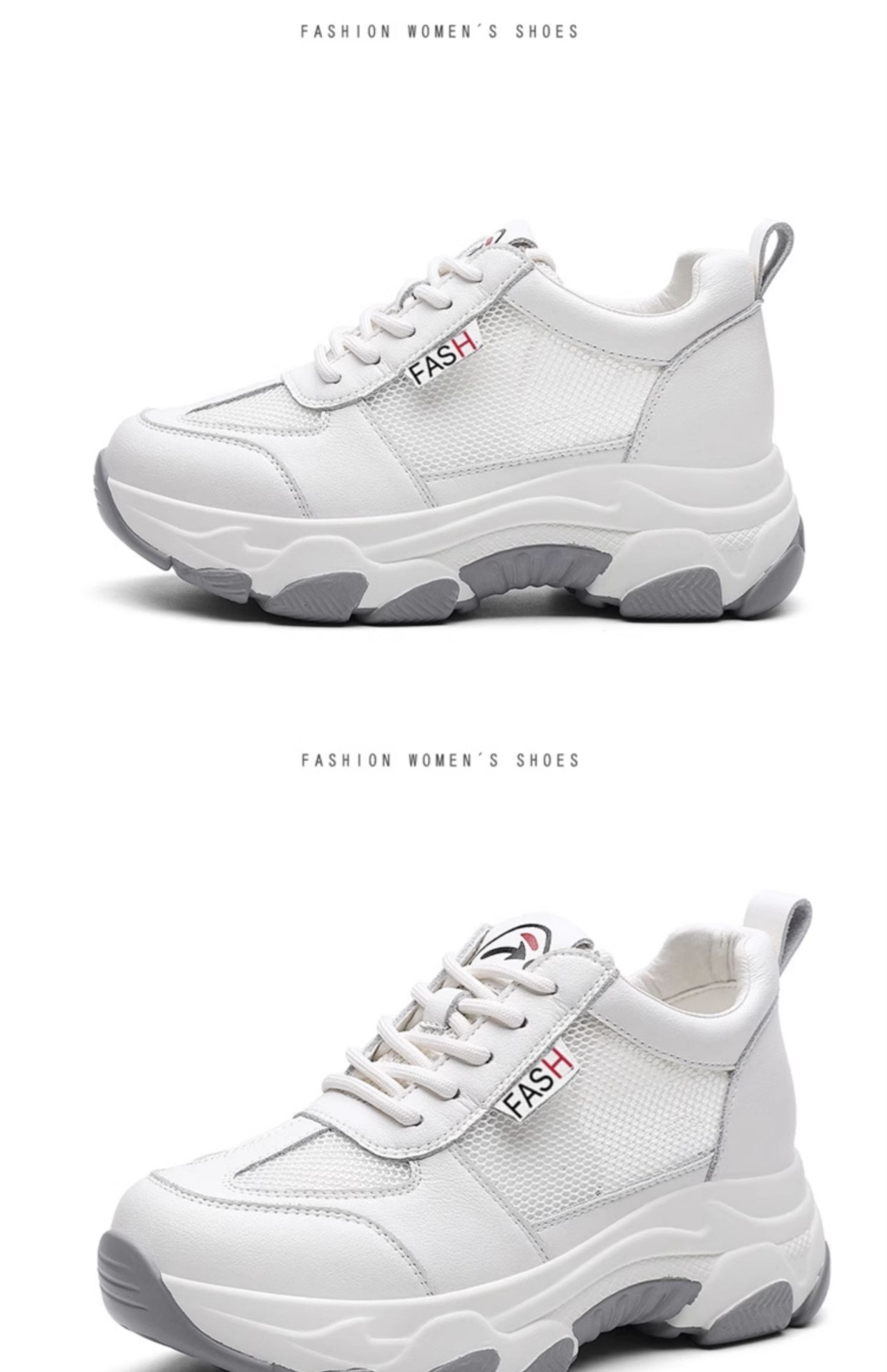 Giày sneaker nữ chunky đế dày lưới thoáng khí mùa hè 2025, gót 5 cm — DH 58316m gót xám cao 5cm, LJ 58098 màu xám, LJ 58098m màu, DH 58316 Màu trắng Chiều cao gót 5cm chi tiết 19