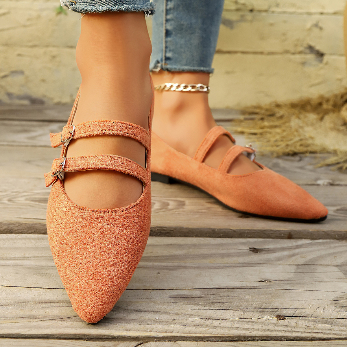 plus Size Leopard Print Suede Slip-On Shoes Pointed Toe Flat Summer Fashion Low Cut Women's Casual Shoes_voghion.com