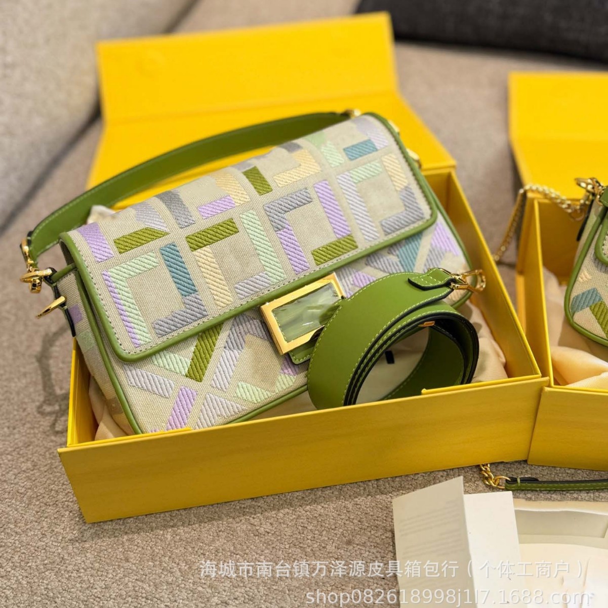 广州Baguette法棍包F家刺绣中古包老花刺绣单肩斜跨包手提包