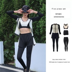 泳衣女2024新款夏分體保守浮潛防曬長袖褲五件套水母運動衝浪泳裝