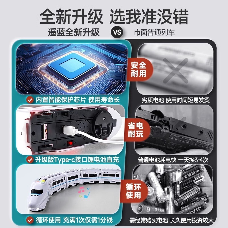 电动高铁和谐号动车玩具儿童男孩音乐灯光高速列车万向行驶小火车|undefined