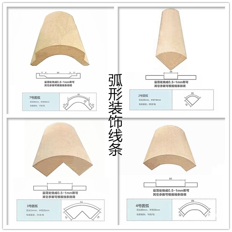 橱弧形拼接木线密度板多层板制作衣柜门圆弧吸塑扣线嵌条填充收边