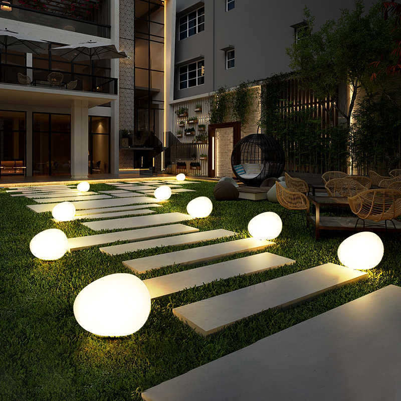 Iluminación exterior paisaje decoración lámpara de patio lámpara de piso de guijarro jardín piscina fiesta atmósfera lámpara de césped 378L