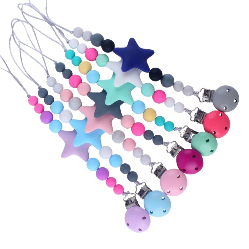 Nueva Cadena de chupete para bebés cadena anti-caída bebé dientes de silicona molienda cadena anti-perdida suministros maternos e infantiles comercio exterior