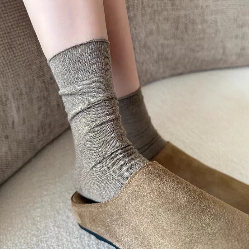 Beige Socks for Women, Summer Thin Style, Seamless Pure Cotton Mid-Calf Socks, Suitable for Birkenstock Shoes, Maternity Socks, Summer Rolled-Edge Slouch Socks Beige Socks for Women, Summer Thin Style, Seamless Pure Cotton Mid-Calf Socks, Suitable for Birkenstock Shoes, Maternity Socks, Summer Rolled-Edge Slouch Socks
