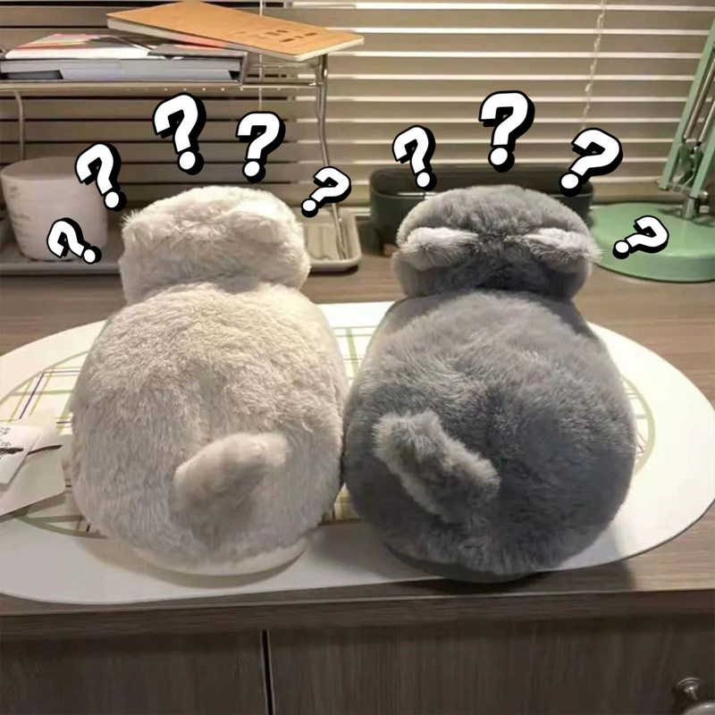 Hug Plush Cotton Slippers Blue Cat Feeling Half-Heeled Cotton Shoes Cute Warm Slingback Home Slippers Warm