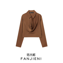 ZR外贸批发 欧美风女装 时尚百搭丝绸质感垂性长袖衬衫 7484173