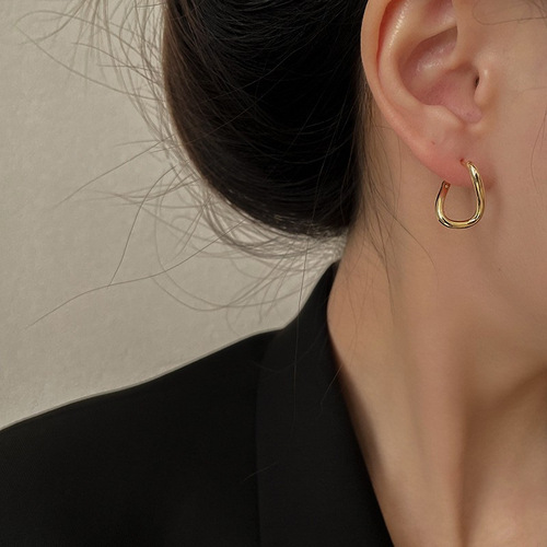 Korean Version 925 Silver Needle Hollow Möbius Earrings for Women: Retro Fashion, Simple, Distorted Hoop Earrings, Trendy