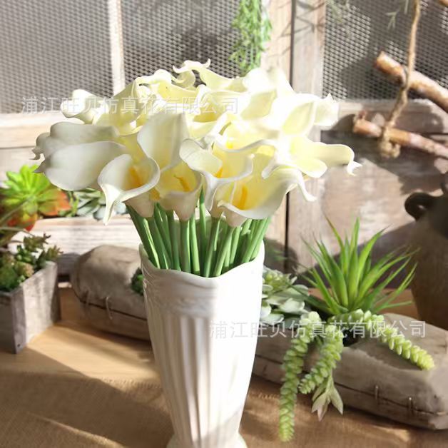 PU迷你马蹄莲仿真花假花婚庆手捧花家居装饰花艺仿真植物跨境专供